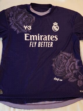 Y-3 Purple Floral Real Madrid 'Emirates Fly Better' Jersey